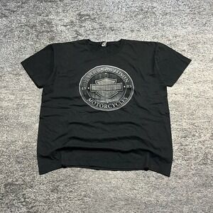 Vintage Harley Davidson T Shirt Mens XXL Black 2001 Double Sided Logo Biker